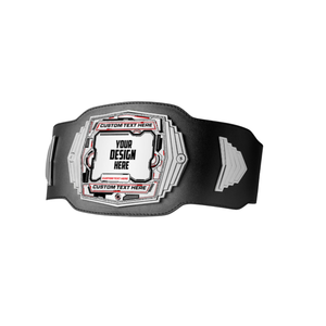 Ceinture de champion personnalisable avec texte, ceinture de titre noire et argentée de haute qualité pour designs sur mesure - Product Image 1