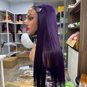 Peluca de Cabello Virgen Vietnamita Liso de Alta Calidad, Color Morado, para Mujeres, Precio al por Mayor, Producto Capilar de Moda - Product Image 1