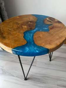 Suministro directo de fábrica de mesa de centro moderna de madera y resina epoxi, mesa de resina de madera para sala de estar a precio descontado - Product Image 3