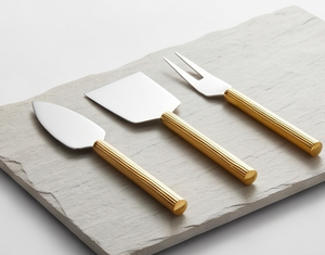Stainless Steel <b>Cheese</b> <b>Knife</b> <b>Set</b> With Gold Handles Durable Flatware Dishwasher Safe For Kitchen Use Events And Hotel Use - Product Image 3