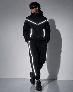 Reflective Tech Fleece New Sports Hooded <b>Coat</b> Hoodie Zipper Autumn Reflective Set With Logo <b>Top</b> Sell Breathable Workout Clothes - Product Image 1