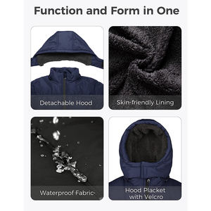 Manteau d'hiver rembourré en duvet de haute qualité personnalisé, épais, pour l'extérieur, avec capuche en duvet, veste rembourrée en duvet pour homme - Product Image 5