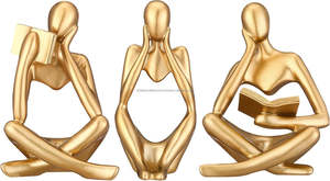 Estatua de pensador decorativa para el hogar moderno superventas, ambiente dorado para sala de estar, oficina, escritorio, abstracto de aluminio - Product Image 6