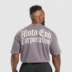 Camiseta de Manga Corta Gris para Hombre de Moto End Corporation, Cuello Redondo, Estilo Casual Urbano, Corte Regular, Diseño con Letras Impresas - Product Image 4