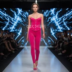 Corset bustier rose en velours écologique sans bretelles à forte compression, lingerie, vêtement de soirée, tenue de mode, fournisseur - Product Image 4