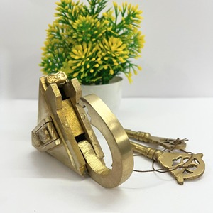 Antique Polished Pyramid Padlock Old Fashion Lock <b>Key</b> Fully Functional Vintage Style Padlock Pure Brass Low Rate Padlock - Product Image 3