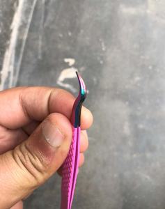 Pince à cils à poignée en diamant rose rose vente en gros boîte rose emballage isolation pince à cils à pointe en fibre de marque privée - Product Image 6