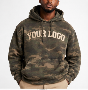 Sweat à capuche camouflage personnalisé OEM pour homme, épais, imprimé camouflage, avec poche, fournisseur en gros - Product Image 1