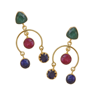 Pendientes de Piedra Natural con Baño de Oro de 18K, Latón Clásico, Venta al Por Mayor - Product Image 3