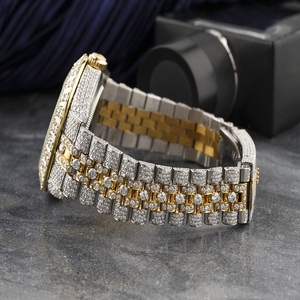 Montre de sport simple de luxe en acier inoxydable mécanique, entièrement sertie de diamants taille baguette, mouvement ETA, style Hip Hop, cadran entièrement incrusté - Product Image 3