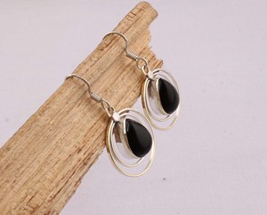 Dainty Black Onyx Earrings 925 Sterling <b>Silver</b> Minimalist Jewelry Small Black Gemstone <b>Studs</b> for Women Thin <b>Silver</b> Earrings - Product Image 4
