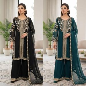 Magnifique ensemble haut brodé de sequins, palazzo et dupatta pour la saison des mariages, tenue de soirée élégante pour femmes, mode festive. - Product Image 2