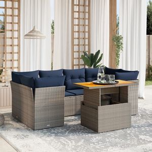 Juego de sofás de patio de ratán sintético gris de 7 piezas con cojines, muebles duraderos para exteriores - Product Image 1
