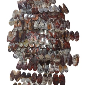 Paire de cabochons en agate de dentelle folle naturelle Pierres précieuses en vrac Cabochons naturels Pierres précieuses en vrac de l'exportateur indien - Product Image 1