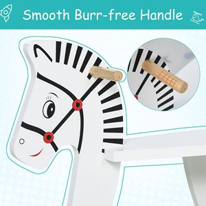 Cavallo a Dondolo Classico in Legno per Bambini 1-3 Anni Bianco con Barra di Sicurezza Giocattoli Tradizionali Sicuri e Accessori - Product Image 6