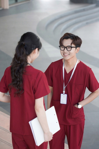 Unisex Embroidered Medical <b>Scrub</b> <b>Sets</b> with Oxford Fabric Cotton Material Soft Two-Way Stretch Comfort - Product Image 5