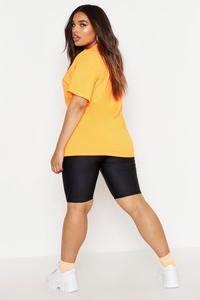 Camiseta de cuello redondo naranja de talla grande para mujer con estampado de "Low Key", corte holgado, manga corta, informal, de verano, de algodón ligero - Product Image 2