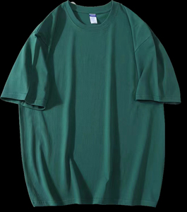 T-shirt à manches courtes vert pour homme, col rond, coupe classique, couleur unie, style décontracté, jersey tricoté, 100% coton - Product Image 1