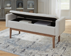 Modern Light Gray Eco-Friendly Adjustable Fabric Bench <b>with</b> Tufted Upholstery Wood Legs <b>Storage</b> Ottoman - Product Image 5