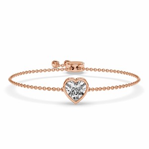 Adorable Chain Bracelet With Adjustable Design Bezel Set Kyra Heart Cut Lab Grown Diamond Bracelet Made From <b>Solid</b> 14k <b>Gold</b> - Product Image 1