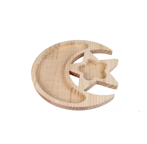 ถาดเสิร์ฟรูปดาวและพระจันทร์ทำมือจากไม้ ดีไซน์สำหรับใช้ในบ้านและร้านอาหาร งานฝีมืออินเดียแท้ๆ - Product Image 1