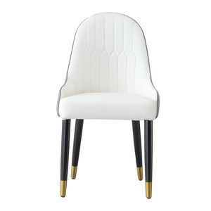Set di 2 Sedie da Pranzo Moderne in Ecopelle Bianche e Grigie con Gambe in Metallo per Soggiorno, Sala da Pranzo o Sala Ricevimenti - Product Image 2