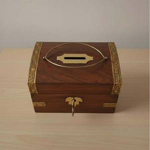 Hucha de Madera Rectangular Hecha a Mano, Estilo Vintage, para Adultos y Niños, para el Hogar u Oficina, de Alta Calidad, Anti-Robo - Product Image 4