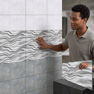 300x600mm HD Glossy Digital Ceramic <b>Wall</b> Tile 12x24 Interior Best Seller by Vistaar Ceramic Company Peel & Stick <b>Wall</b> Tile - Product Image 4