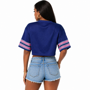 Maillot de football américain pour femme, coupe courte et oversize, en maille, col en V, impression de numéro personnalisée, respirant, vêtements de sport, fournisseur OEM en gros - Product Image 6