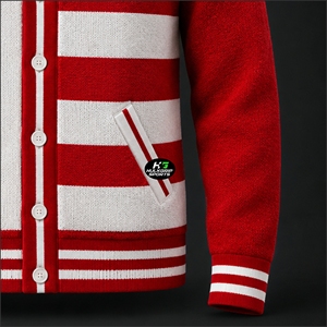 Cárdigan de Punto Acrílico para Mujer con Cuello en V y Botones, Diseño de Letras Griegas Delta Sigma Rojas y Blancas, Tendencia DST - Product Image 6