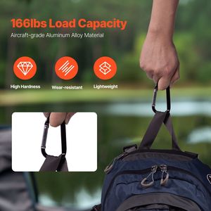 10 PCS Black Aluminum Alloy D Ring Carabiner 3.07\" Spring Snap <b>Hook</b> Keychain <b>Clip</b> Promotional Caribeaner for Cars - Product Image 2