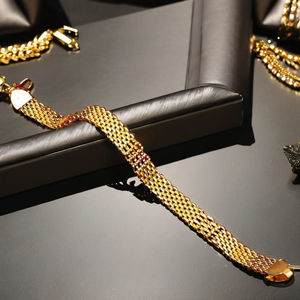 Pulsera de Eslabones Múltiples de Latón Chapado en Oro de 14K, 18K, 24K al por Mayor con Cierre de Gancho en S, Joyería de Moda para Hombre - Product Image 5