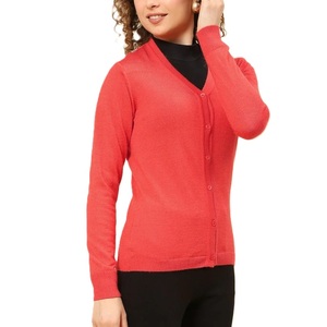 Custom Logo Women's Vintage Style V-neck Knitted Long Sleeve Casual Winter Button <b>Cardigan</b> Sweater From Bangladesh - Product Image 3
