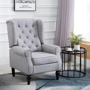 Poltrona Club in Tessuto Grigio Trapuntato con Funzione Girevole, Cuscino Rimovibile e Gambe in Legno per Uso Relax, Design Moderno per Tappeti - Product Image 2