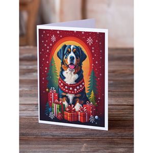 Chien de montagne bernois fantaisiste A7 vacances cartes de voeux de Noël Pack 8 cartes de note vierges avec enveloppes taille 5x7 - Product Image 2