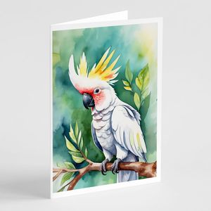 Whimsical Cockatoo A7 Tamaño 5x7 Tarjetas de notas en blanco Paquete de 8 con sobres para saludos - Product Image 1