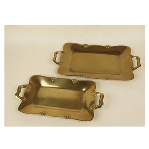 Bandeja Rectangular de Aleación de Aluminio Pulido con Asa de Lazo, Acabado en Latón Antiguo, para Servir, Vajilla para el Hogar, Uso Multiusos - Product Image 4