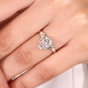 แหวนแต่งงานเพชรทรงโลงศพ แรงบันดาลใจจากธรรมชาติ น้ำหนัก 2.10 กะรัต เพชรเพาะเลี้ยง ทอง 14k เวอร์เมล ดีไซน์เรียบหรู/สปอร์ต สำหรับงานปาร์ตี้ - Product Image 2