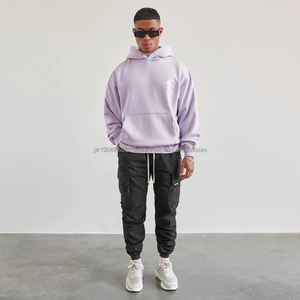 Oem personalizado Sudaderas Para Hombre Streetwear No String 100% algodón serigrafía lavanda de talla grande sudaderas con capucha y sudaderas para hombre - Product Image 2