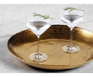 Assiette de service ronde en céramique dorée, écologique, style américain, faite à la main, polie, style glamour, pour fêtes et événements - Product Image 1