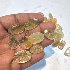 Quartz à facettes en vrac de haute qualité Rutile doré naturel diverses coupes émeraude ovale Marquise poire coeur ailes meilleures Sources - Product Image 2