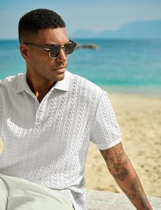 Camisa Polo Casual Aero Knit para Hombre, Texturizada, de Manga Corta, Elástica, para Golf, Vacaciones de Verano, Playa, con Cuello - Product Image 6