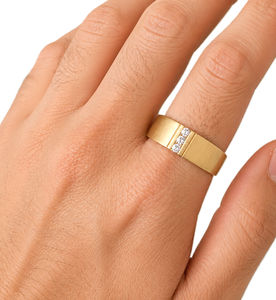 Wholesale <b>Brushed</b> Band 10K 14K Solid Gold Minimalist Strip Ring IGI Certified <b>Round</b> Lab Created Diamond Three Stone Diamond Band - Product Image 6