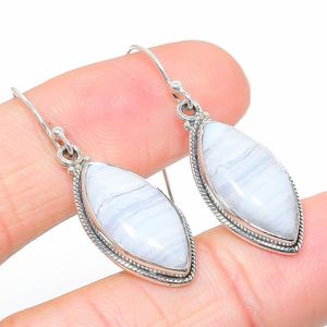 Handmade Celestial Blue Lace Agate <b>Earrings</b> 925 <b>Solid</b> Sterling <b>Silver</b> Natural Gemstone Jewelry For Women Gift - Product Image 5