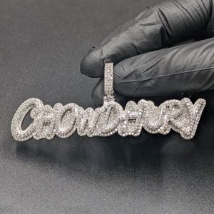 Collar con Colgante de Letra Personalizado con Nombre en Moissanita VVS, Plata 925, Joyería de Lujo para Compromiso, para Hombres y Mujeres, Estilo Hip Hop para Fiestas - Product Image 1