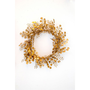 Contemporary Silver Leaf Wall <b>Wreath</b> with Modern Metal Craftsmanship for Luxury Entryway Decoration - Product Image 6