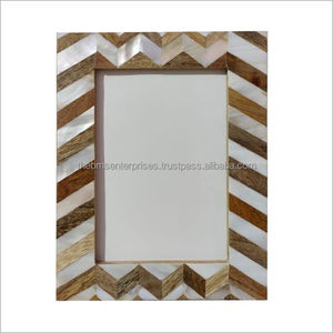 Handmade Modern Photo <b>Frame</b> in Luxury Style Customized with White Bone and Wooden Inlay UV <b>Printed</b> - Product Image 3