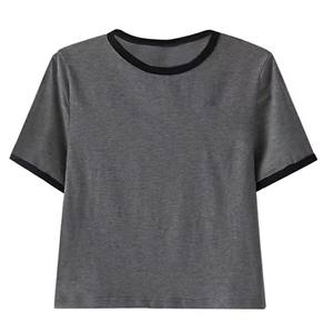 T-shirt court à capuche asymétrique pour femme, design mode, couleur unie, respirant, coupe ajustée, avec détails troués, en Spandex, Printemps/Été - Product Image 1