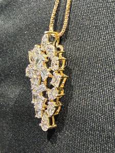 Collier pendentif en zircon couleur or, forme géométrique irrégulière, marquise, ovale, goutte de poire, pour femme, cadeau de fête - Product Image 1