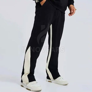 Pantalon de survêtement noir pour homme avec bande latérale blanche, taille élastique, pantalon en molleton décontracté, vêtements d'automne - Product Image 4